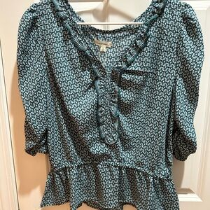 NEW Max Studio Women's Teal Patterned Top sz. L